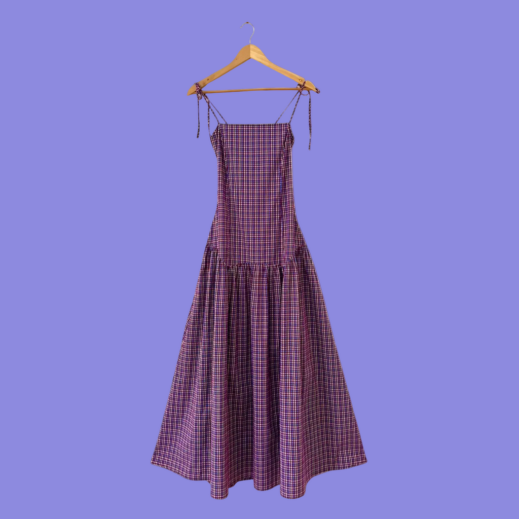 Ruby NZ TRULLI Maxi Dress in Wine Gingham.