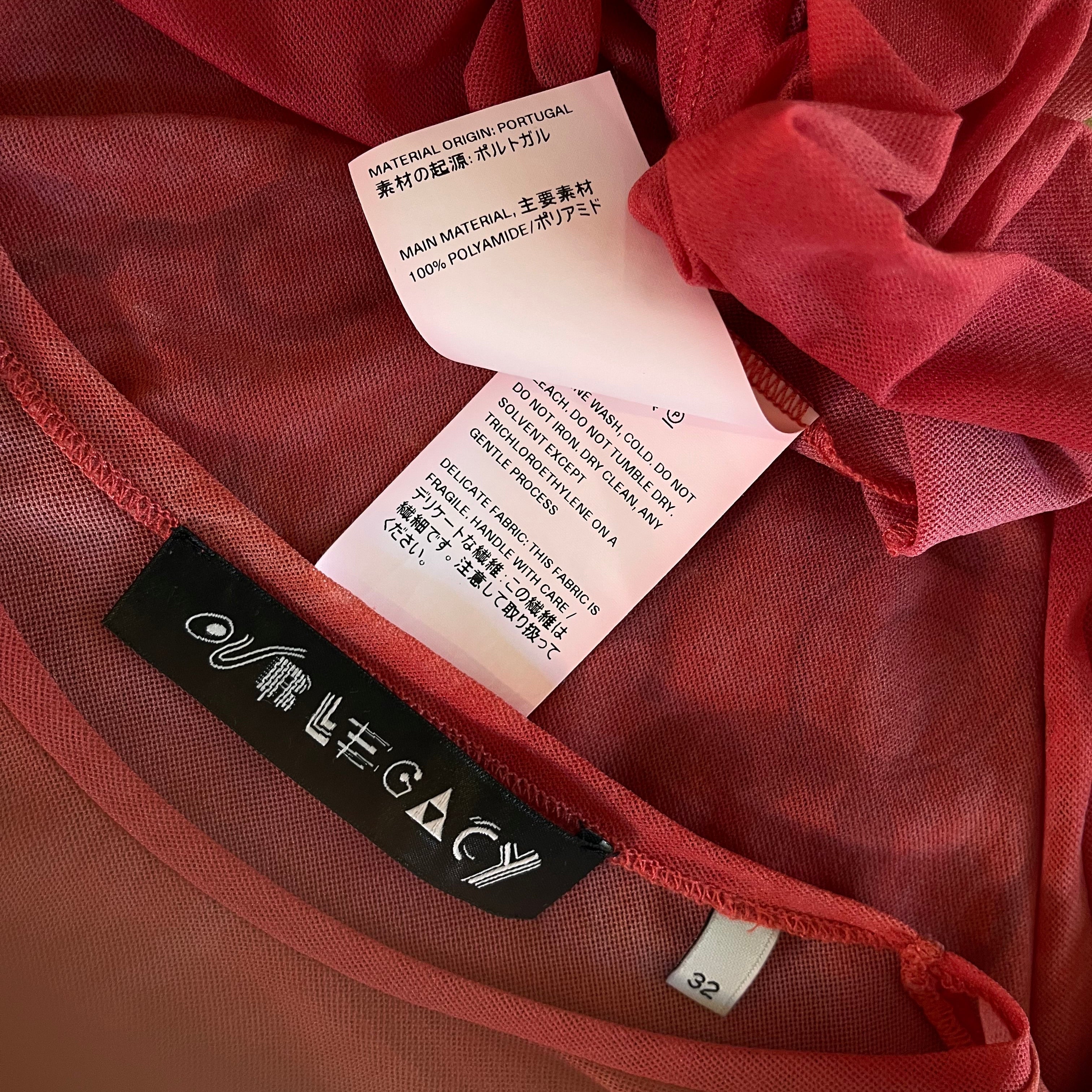 Our Legacy RED LIGHT HYPNOSIS Long Sleeve Top Size 32.