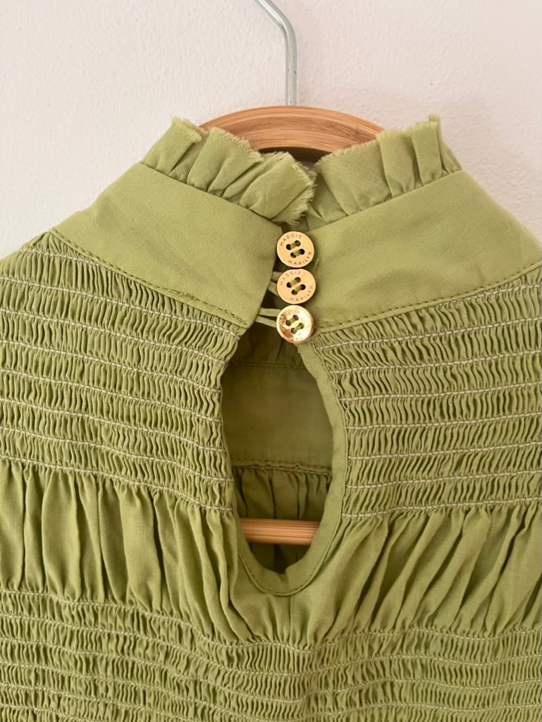 Maggie Marilyn Shirred Maxi Dress in Green.