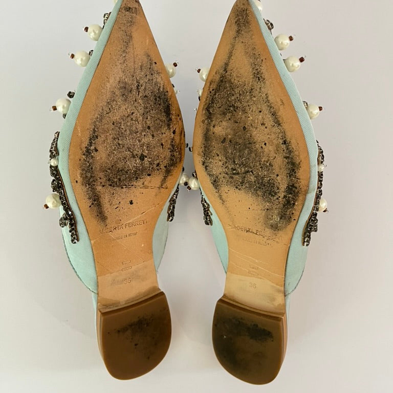 Alberta Ferretti Archive Beaded Slides Size 36.