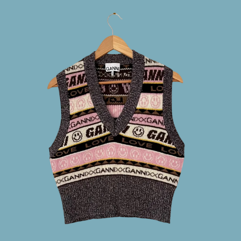 Ganni Multicolour Jacquard Vest Size S.