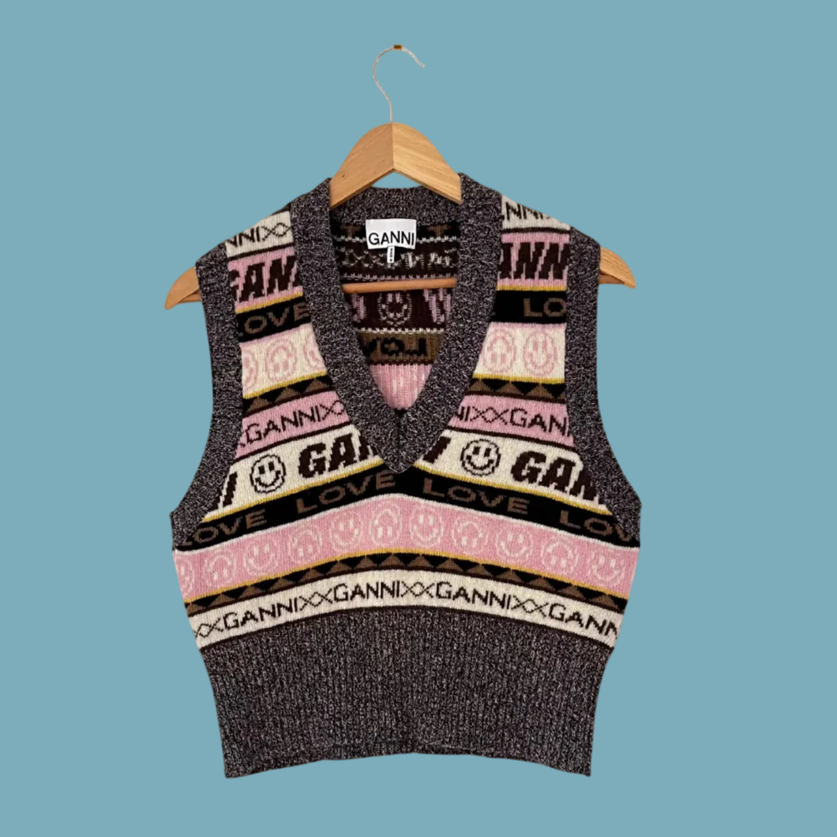 Ganni Multicolour Jacquard Vest Size S.