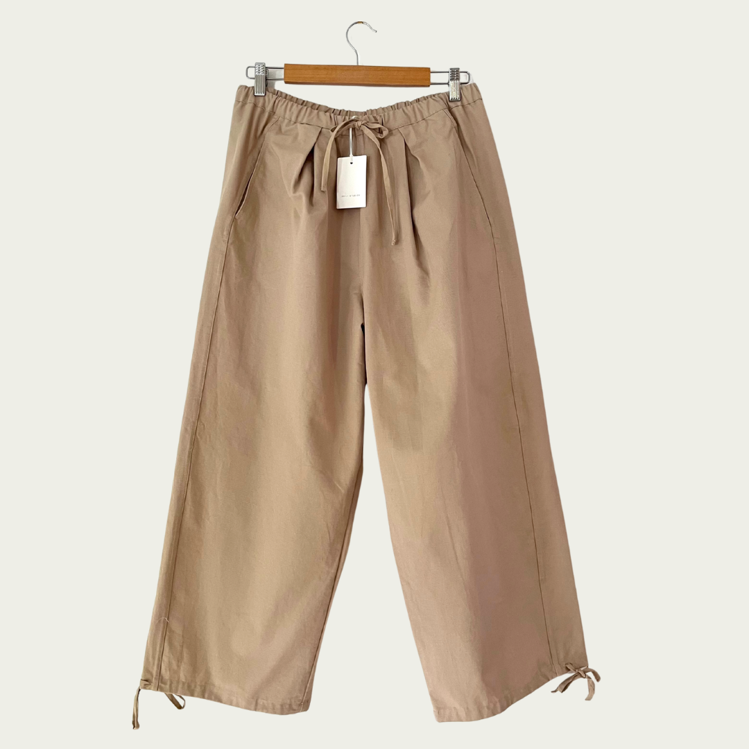 Deiji Studios BNWT DRAWCORD Wide Leg Pants in Cream Size M.