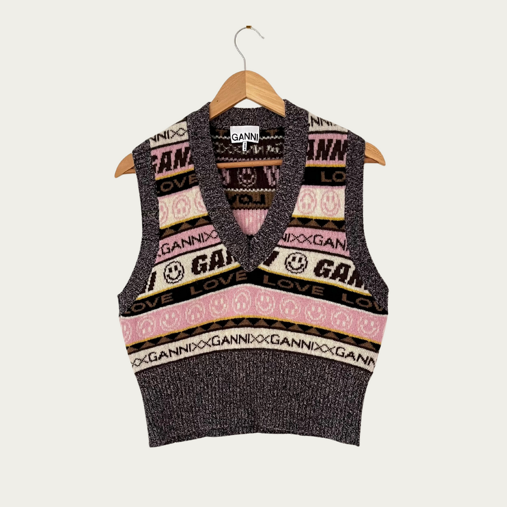 Ganni Multicolour Jacquard Vest Size S.