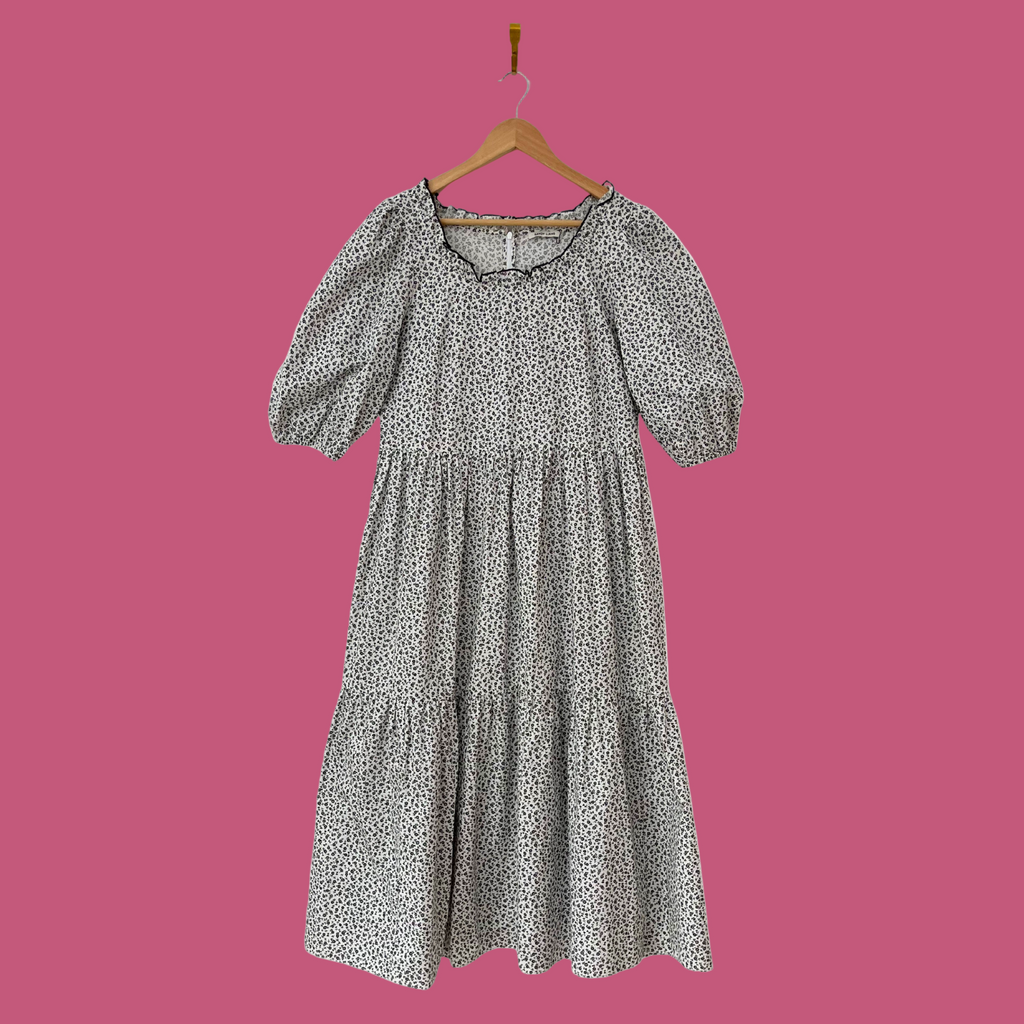 Sandy Liang SEEDS Midi Dress in Floral White.