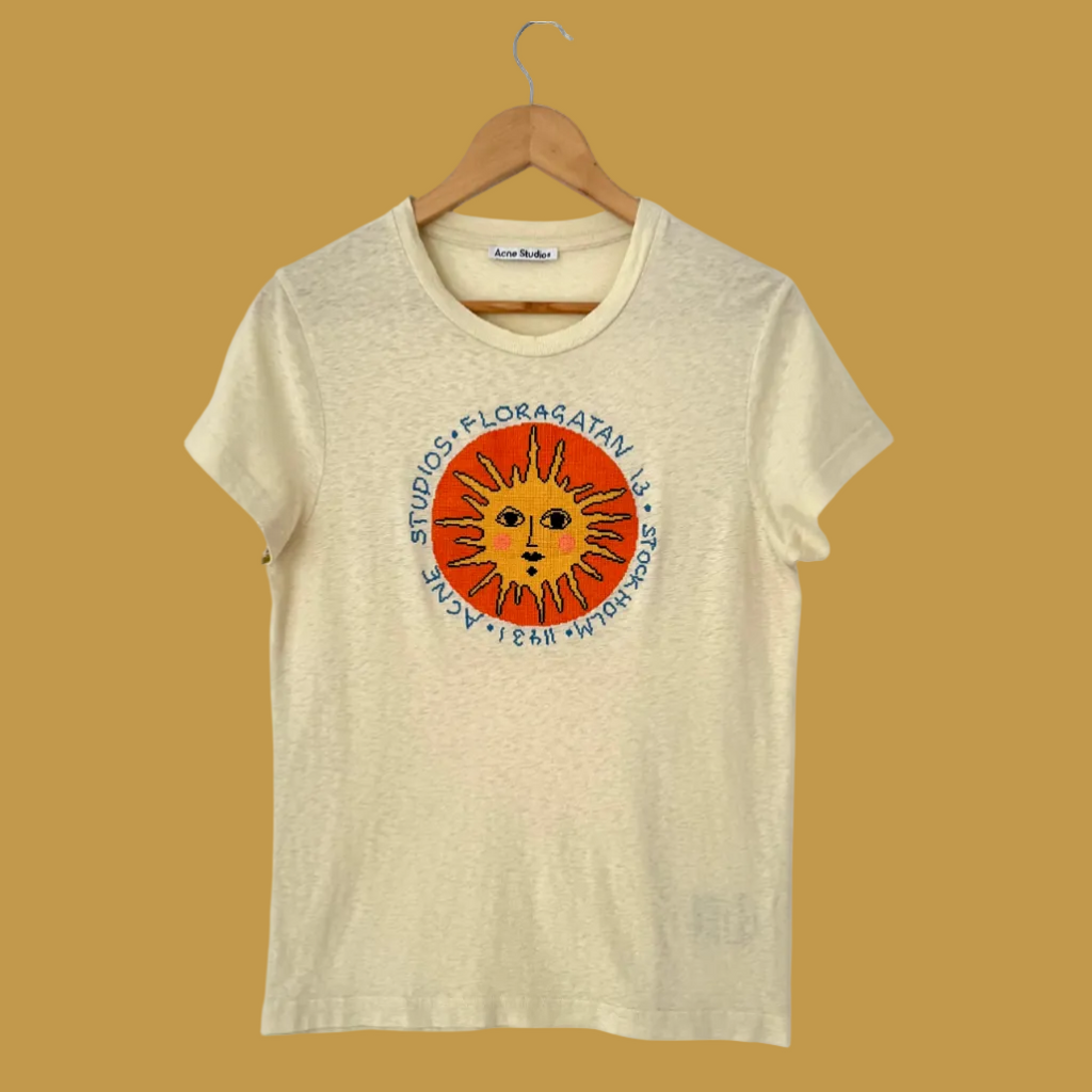 Acne Studios Yellow Sun Embroidery Tee Size M.