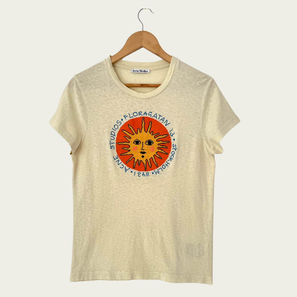 Acne Studios Yellow Sun Embroidery Tee Size M.