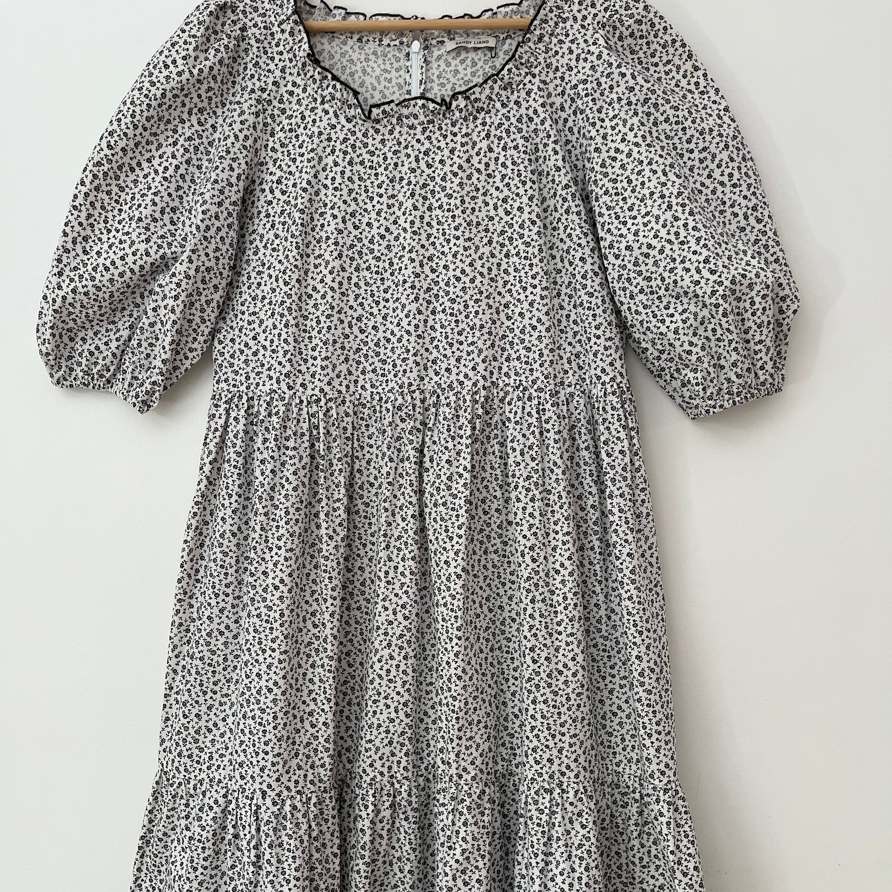 Sandy Liang SEEDS Midi Dress in Floral White.