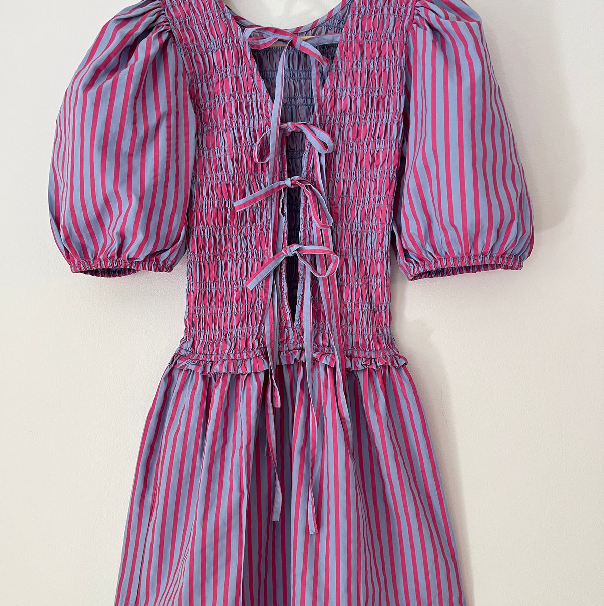 Damson Madder BLUEBELLE Shirred Mini Dress Size 8.
