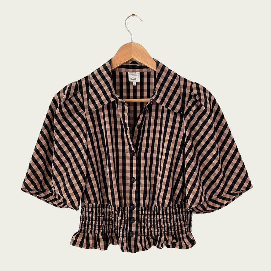 Baum Und Pferdgarten MALALA Blouse in Camel Check Size 34/XS.