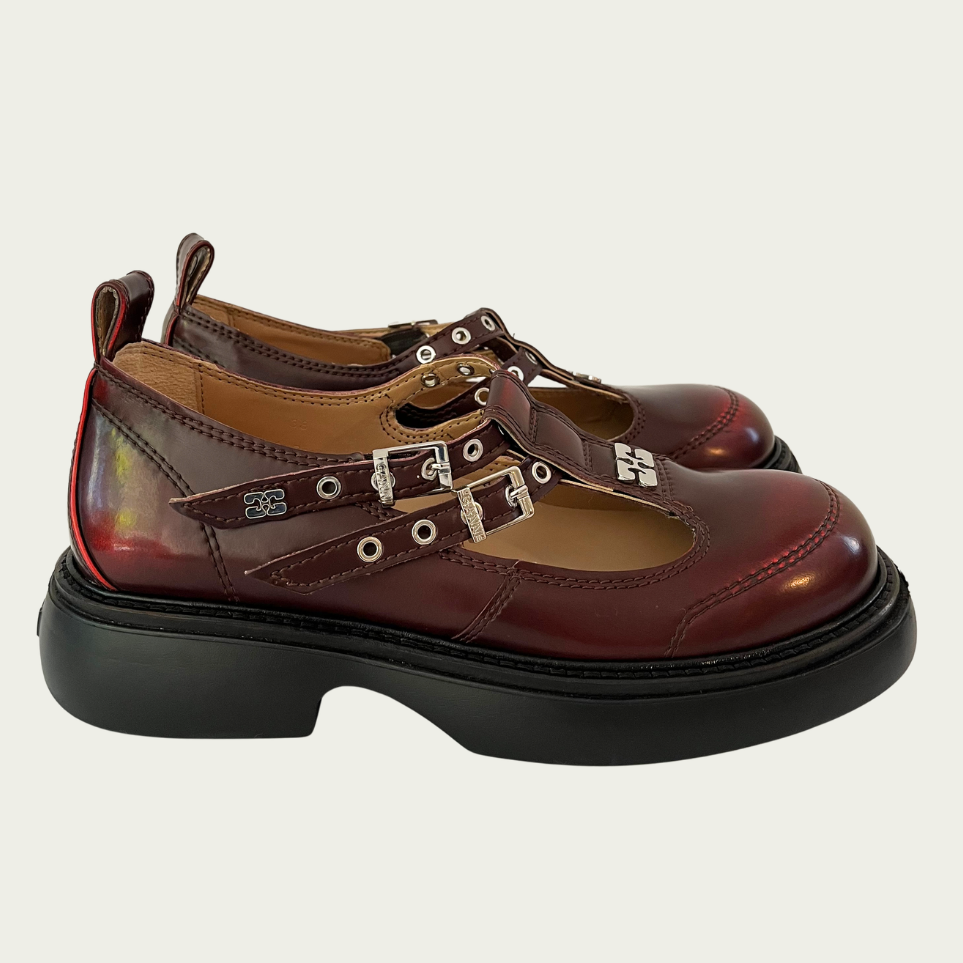 Ganni EVERYDAY BUTTERFLY Mary Janes Size 38.