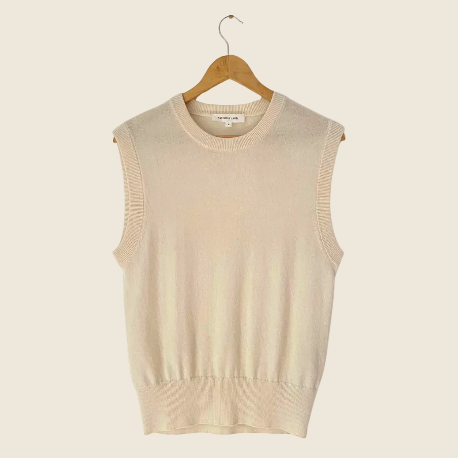 Assembly Label Cashmere Vest in Ivory Size AU8.