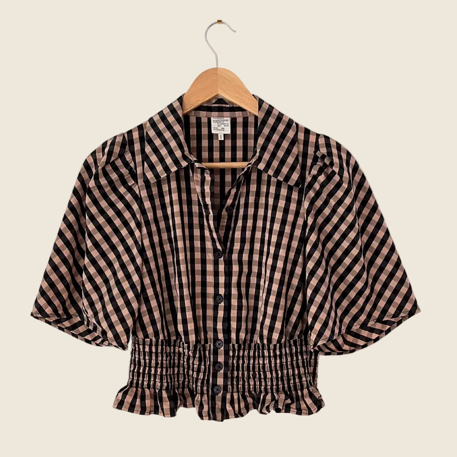 Baum Und Pferdgarten MALALA Blouse in Camel Check Size 34/XS.