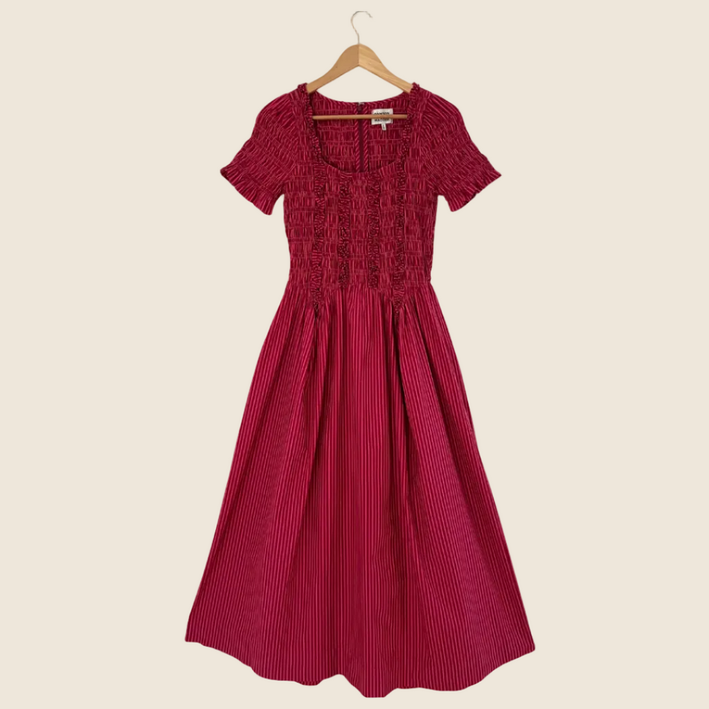 Damson Madder RAPHAELA Ruffle Midi Dress Size 12.