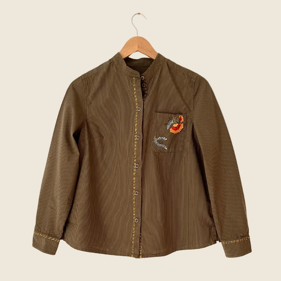 Toast Embroidered Mini Stripe Shirt Size AU6/XS.