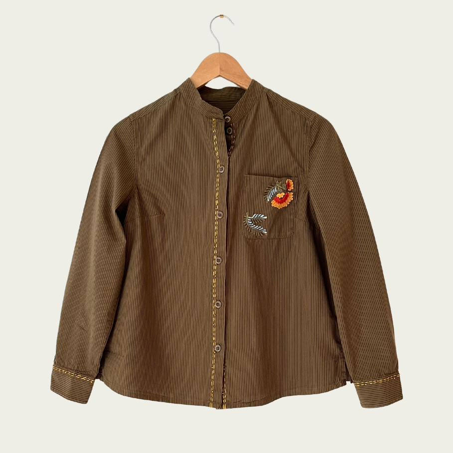 Toast Embroidered Mini Stripe Shirt Size AU6/XS.