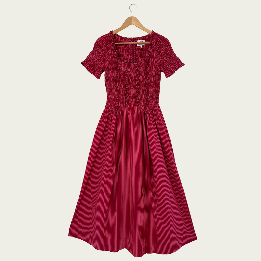 Damson Madder RAPHAELA Ruffle Midi Dress Size 12.