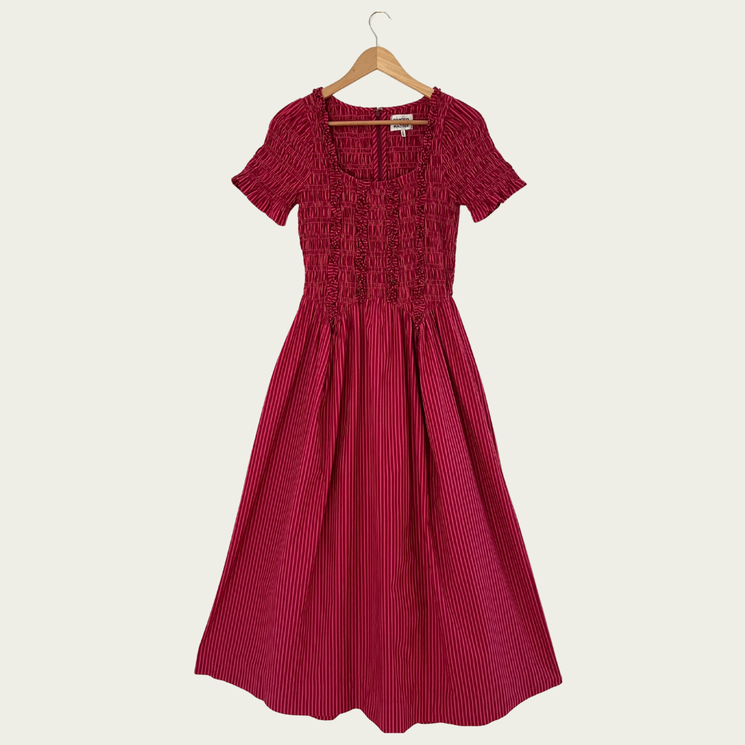 Damson Madder RAPHAELA Ruffle Midi Dress Size 12.