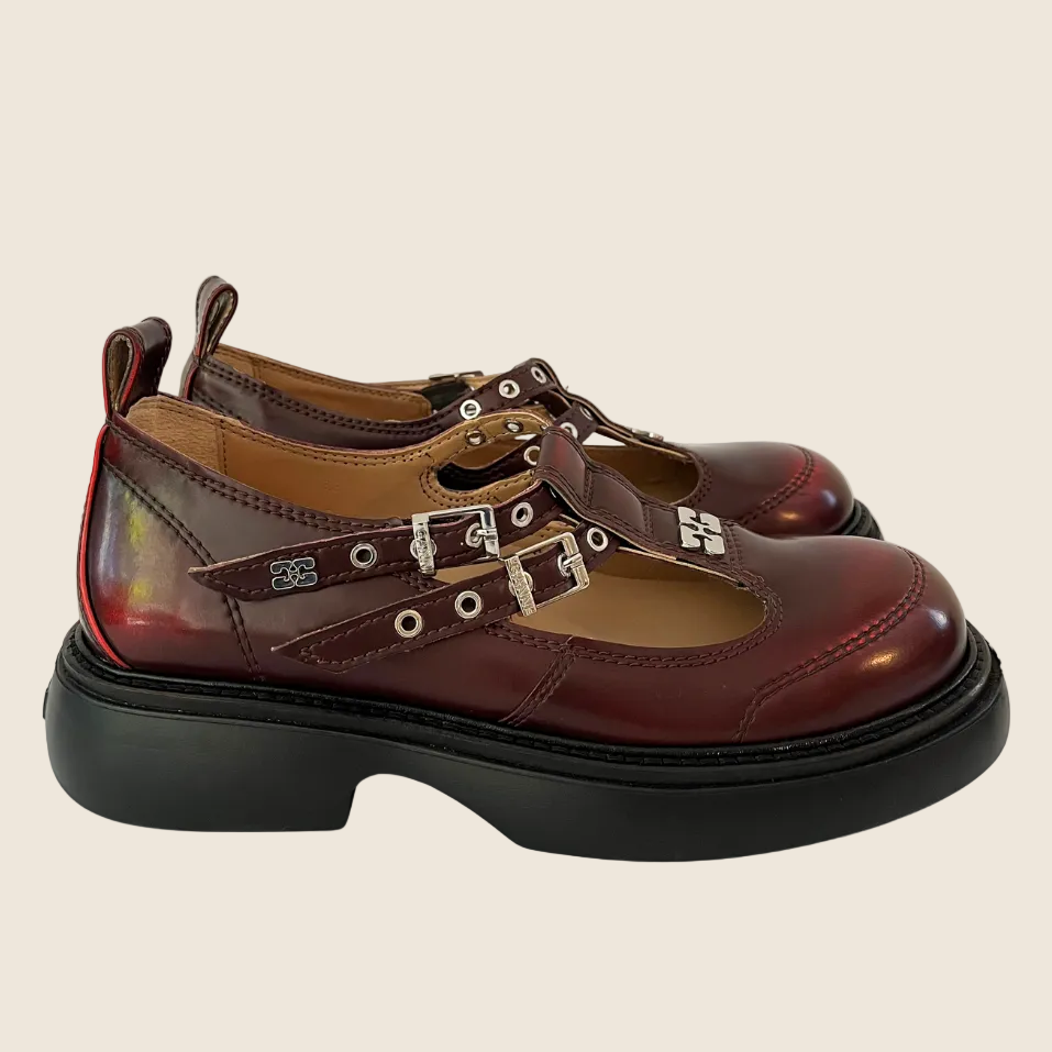 Ganni EVERYDAY BUTTERFLY Mary Janes Size 38.