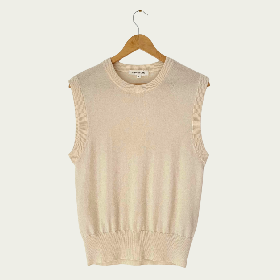 Assembly Label Cashmere Vest in Ivory Size AU8.