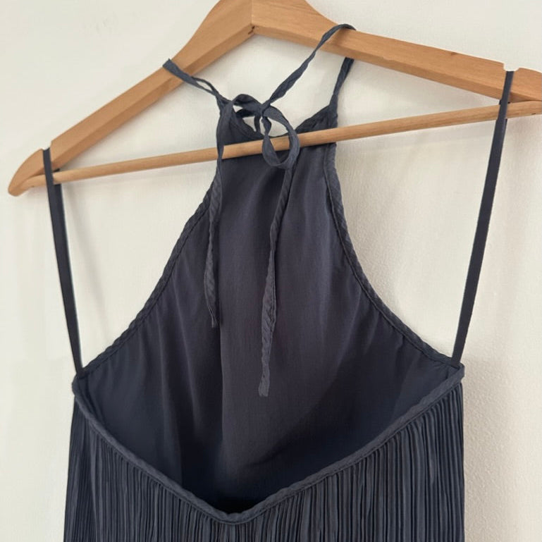 St Agni BNWT Pleated Halter Dress in Charcoal.