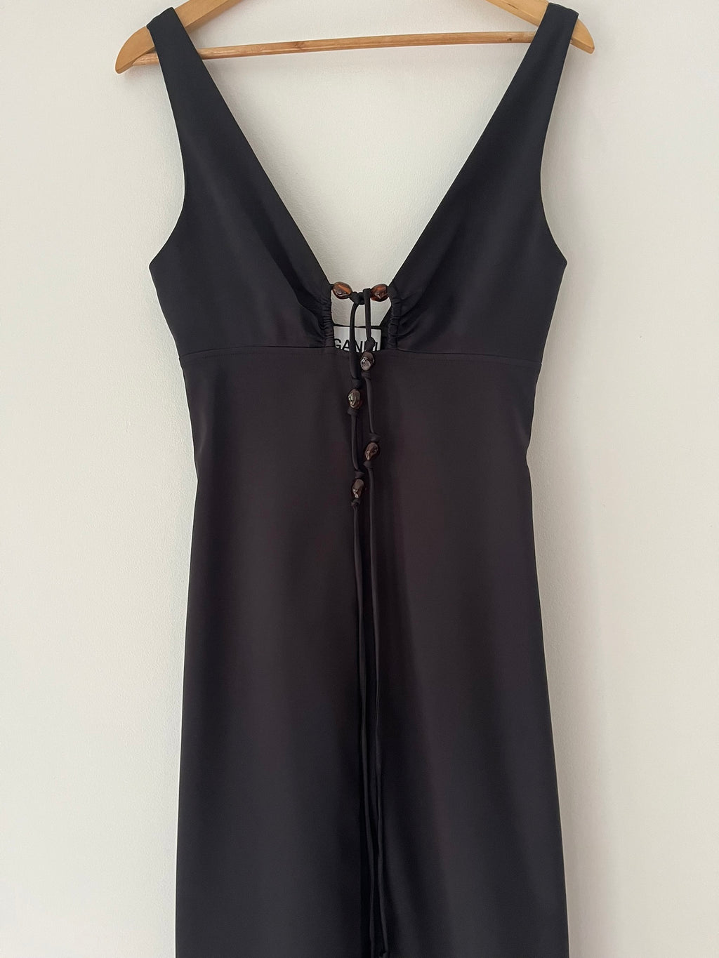 Ganni Double Satin Halter-Neck Dress.