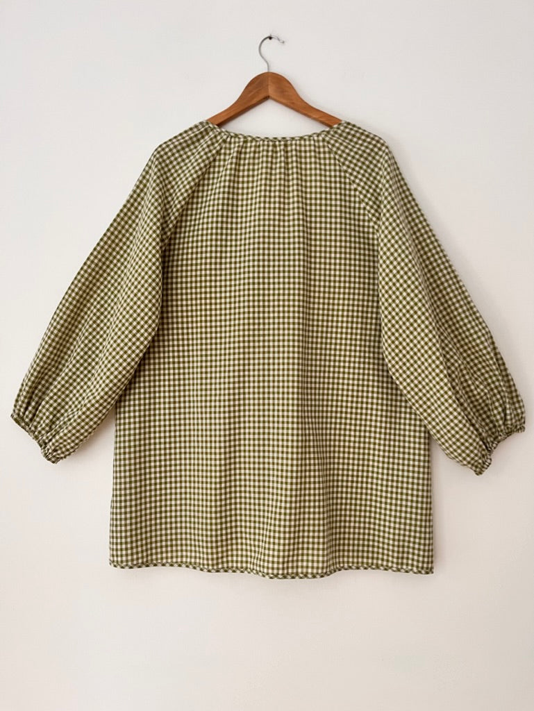 Ruby NZ Tie Front Gingham Top in Green.