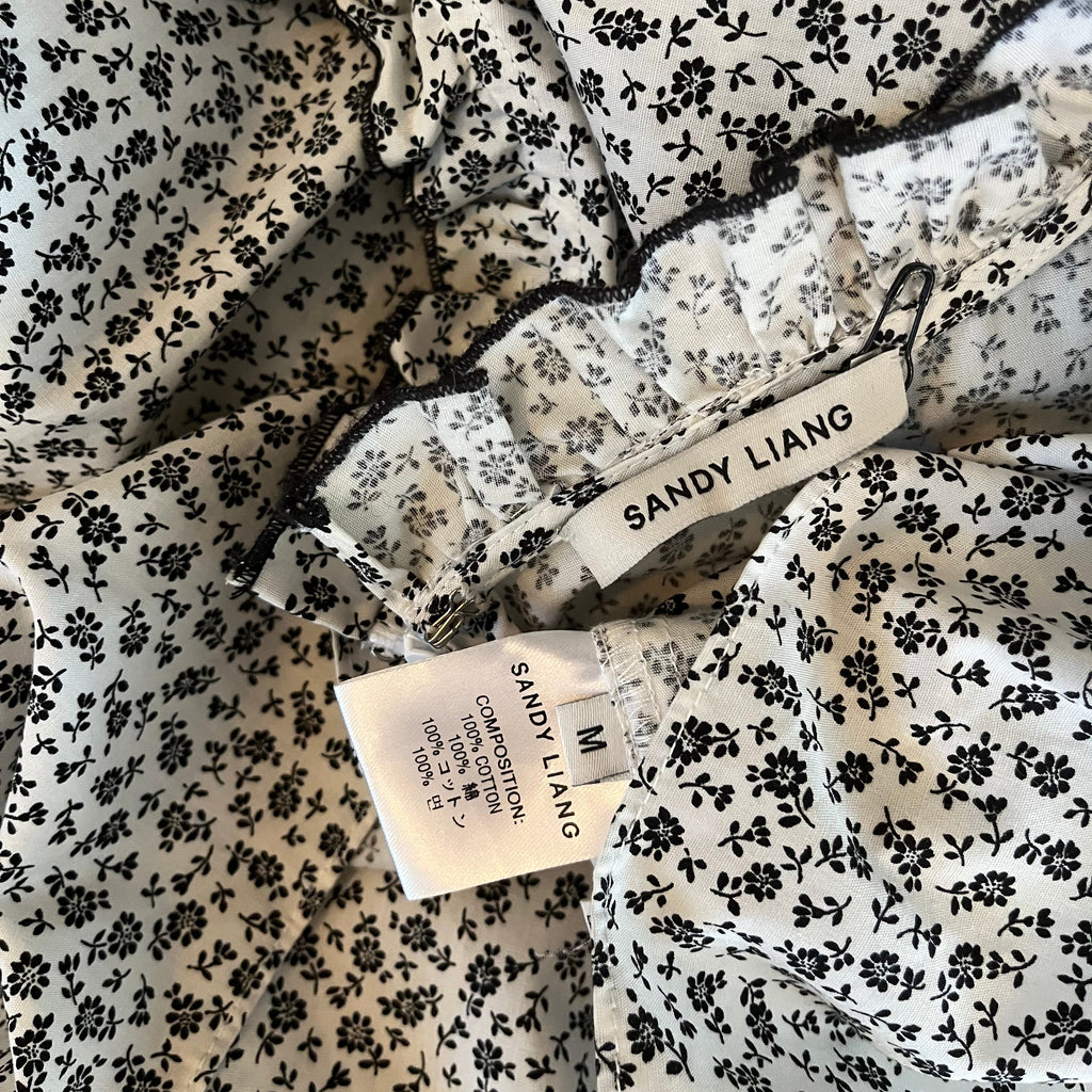 Sandy Liang SEEDS Midi Dress in Floral White.