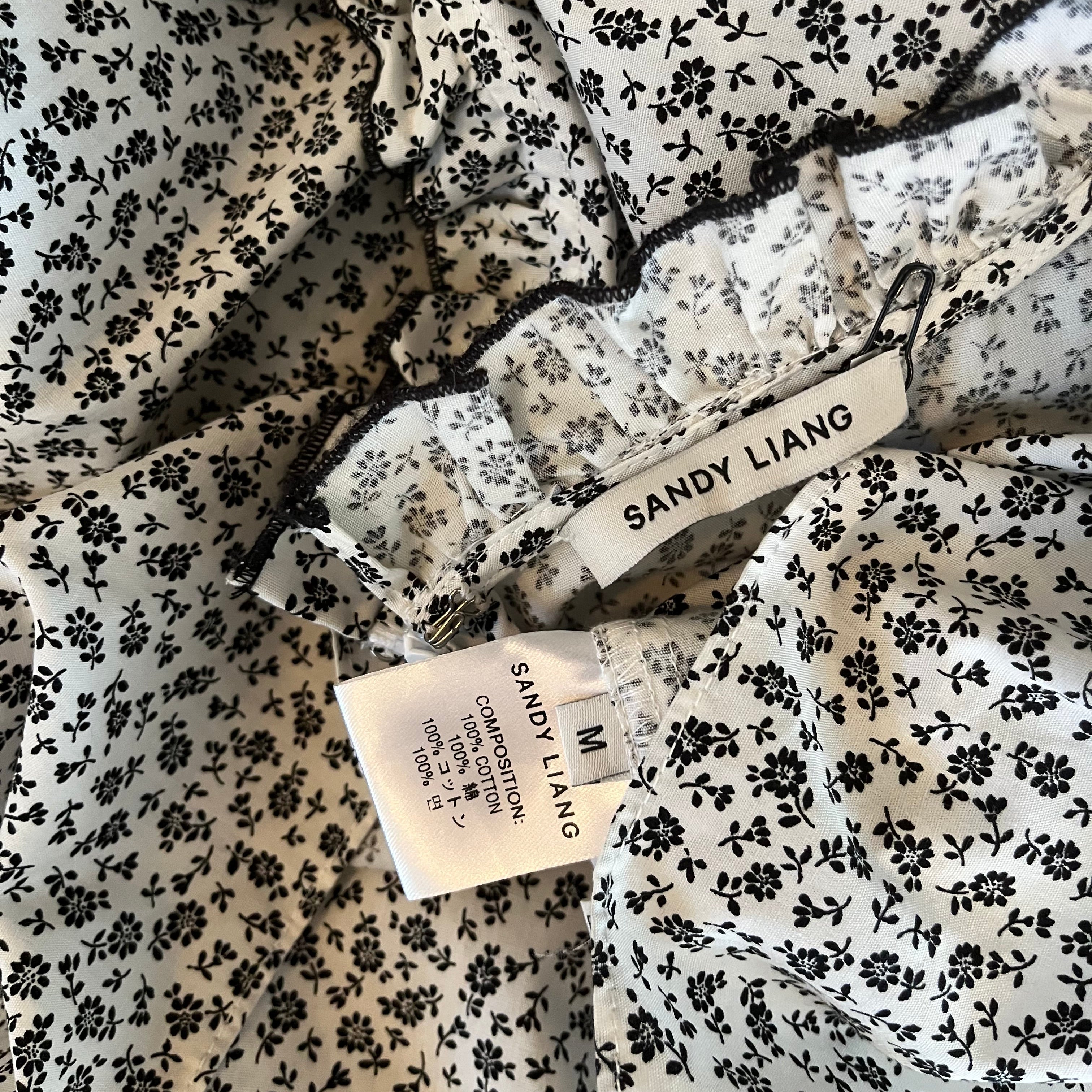 Sandy Liang SEEDS Midi Dress in Floral White.