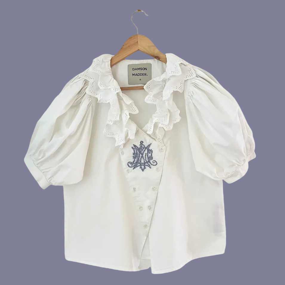 Damson Madder LOTTIE Blouse in White Size 10.