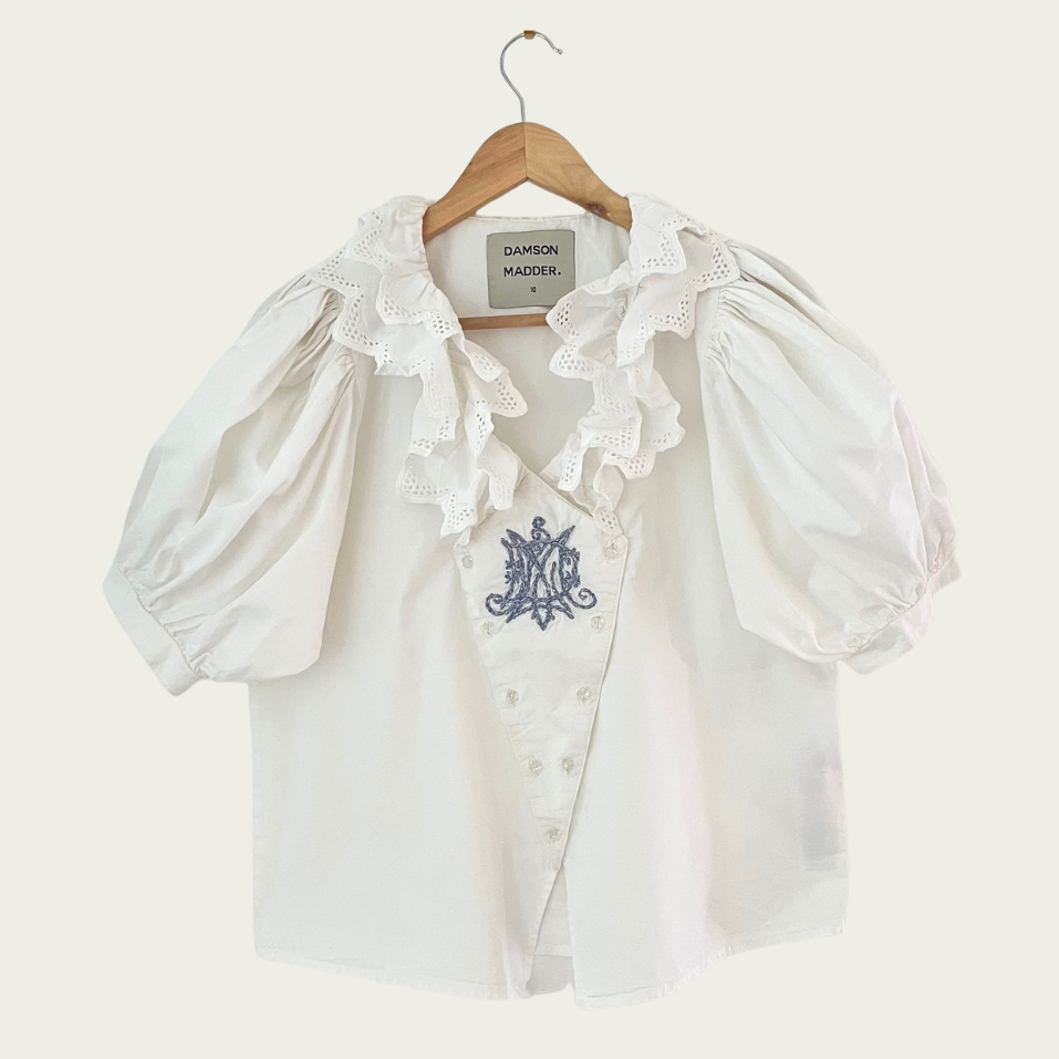 Damson Madder LOTTIE Blouse in White Size 10.