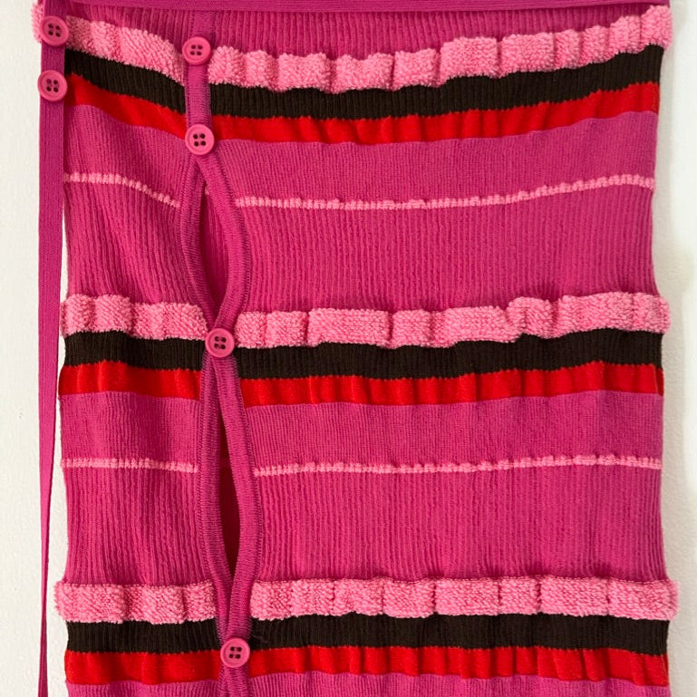 Jacquemus LA JUPE MAILLE CONCHA Midi Skirt in Pink.