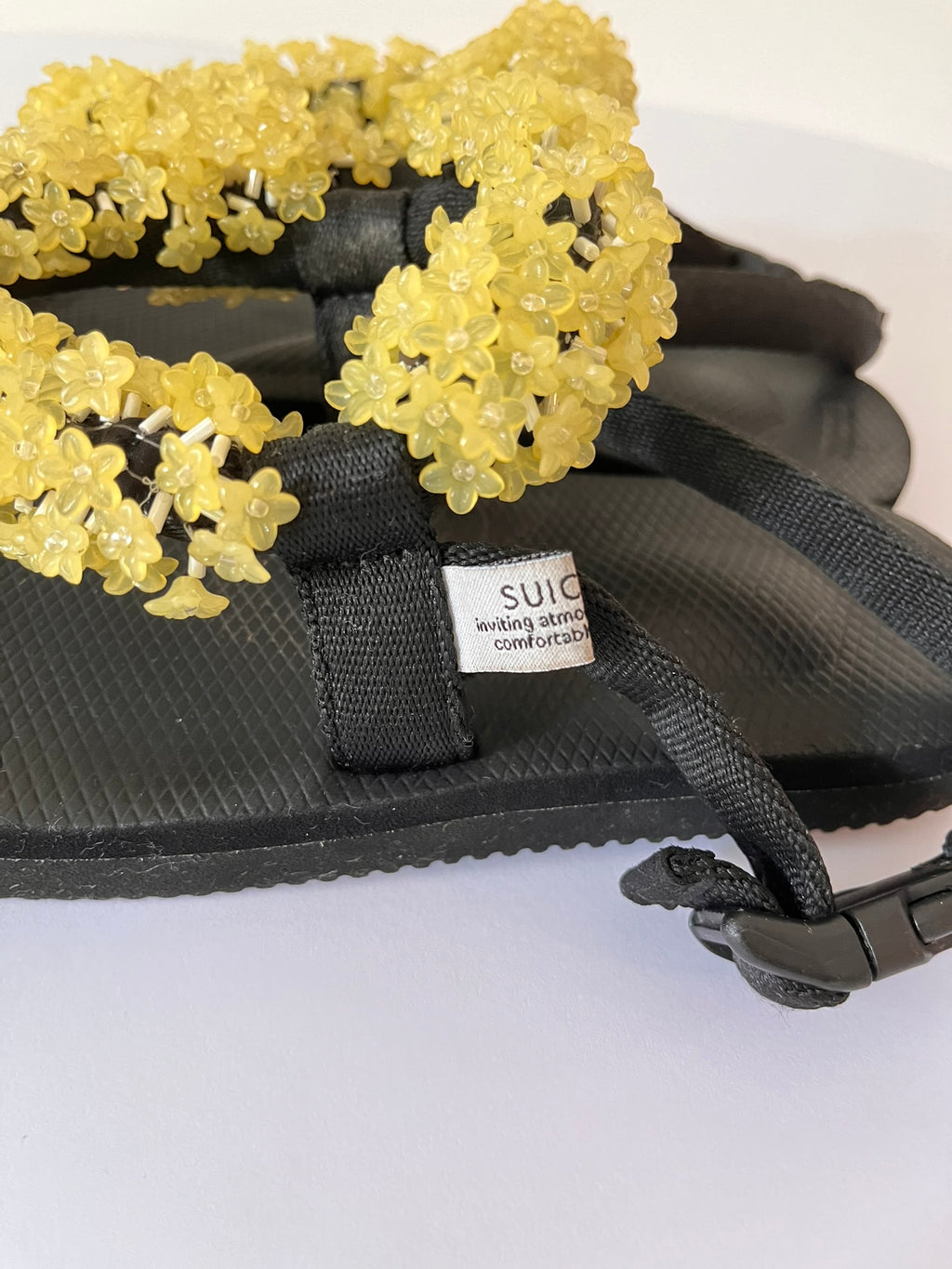 Cecile Behansen x Suicoke KAT Sandals in Black/Yellow.