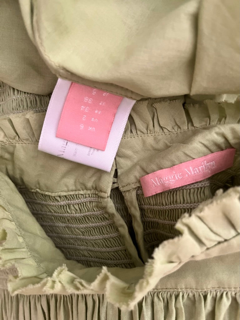 Maggie Marilyn Shirred Maxi Dress in Green.