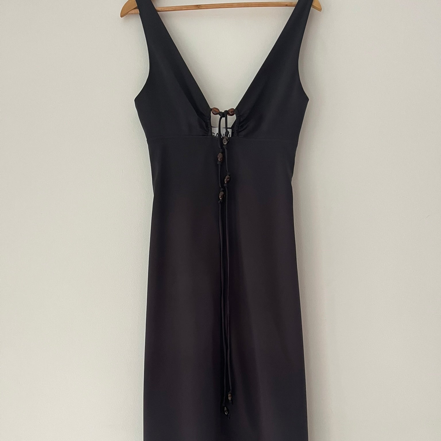 Ganni Double Satin Halter-Neck Dress.