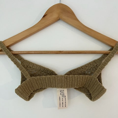Isa Boulder EXPLORE crochet-knit bra in Beige.