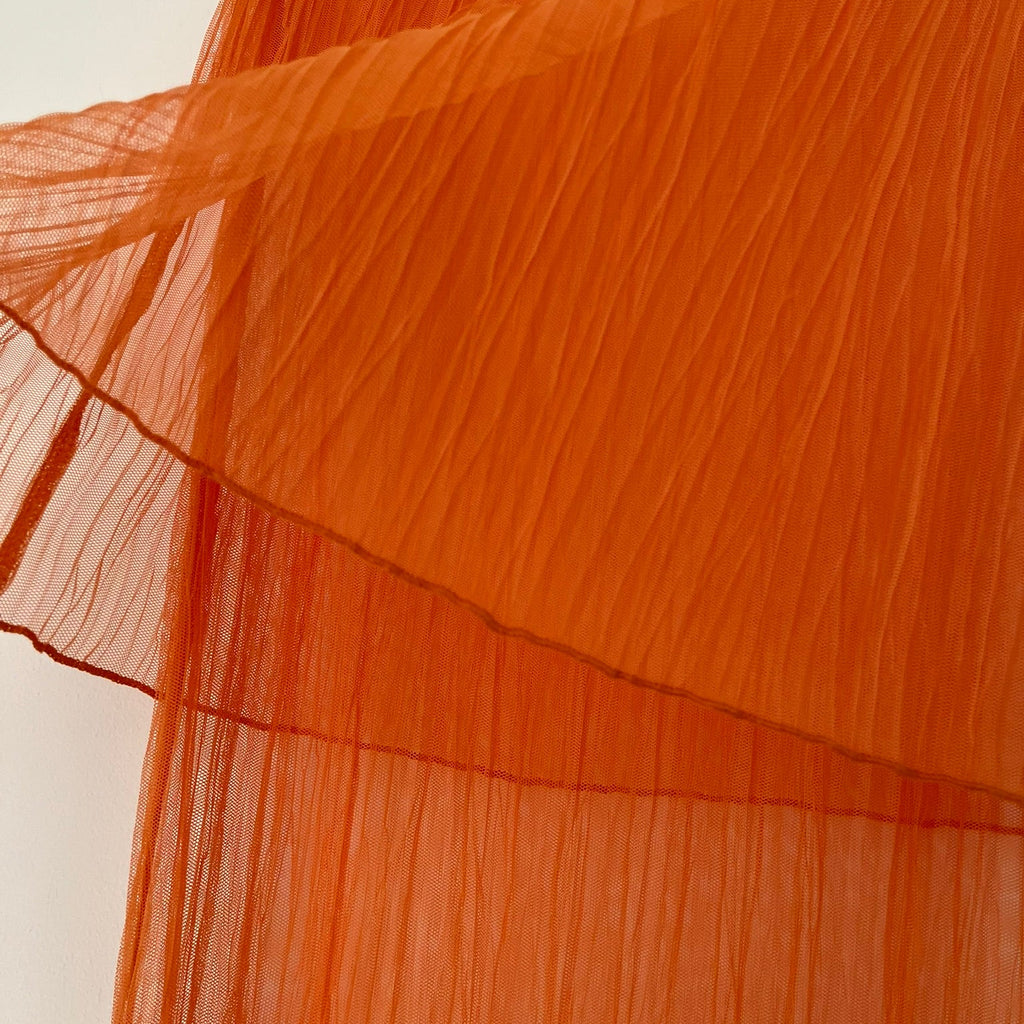 Sister Studios Sheer Tiered Maxi Skirt in Orange.