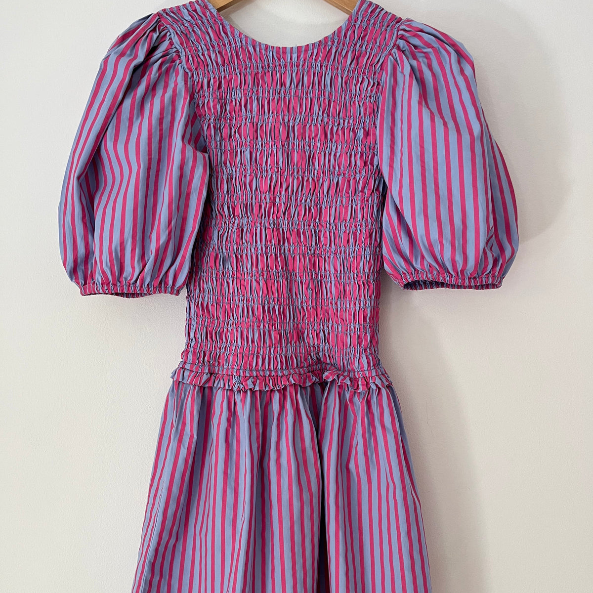 Damson Madder BLUEBELLE Shirred Mini Dress Size 8.