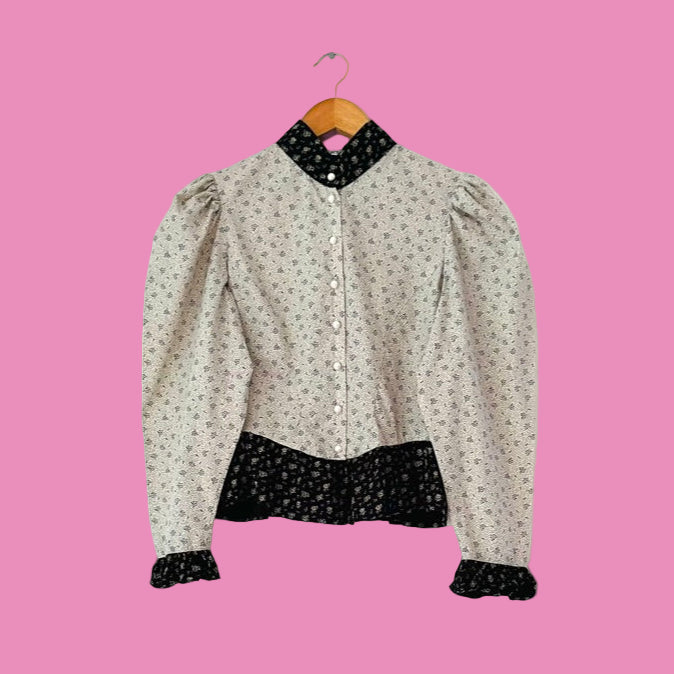 Batsheva GRACE Floral-Print Blouse in White.