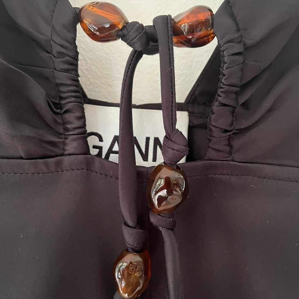 Ganni Double Satin Halter-Neck Dress.