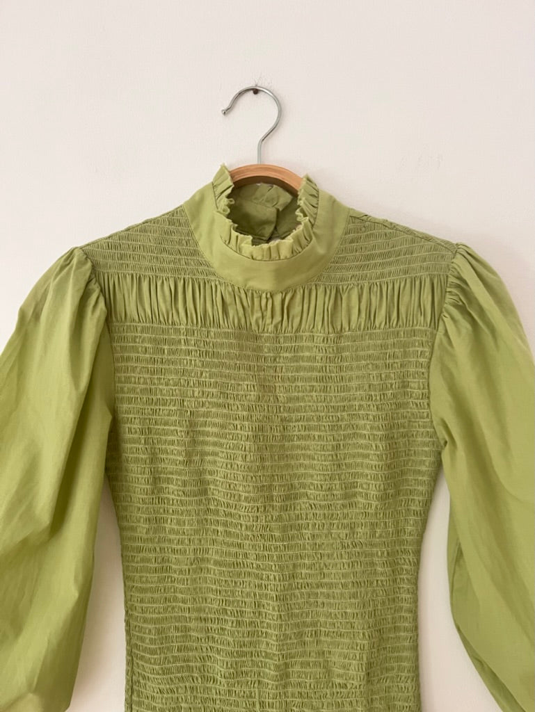 Maggie Marilyn Shirred Maxi Dress in Green.