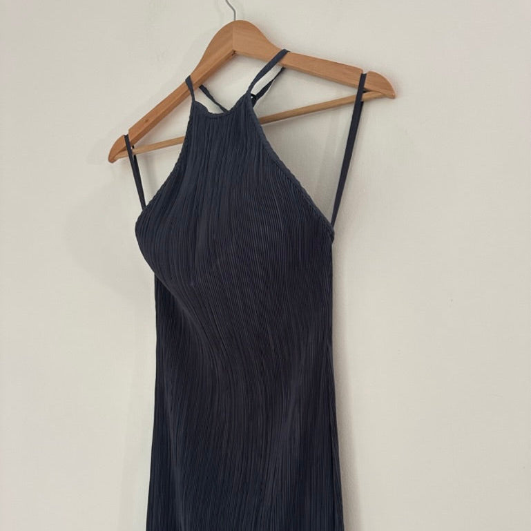 St Agni BNWT Pleated Halter Dress in Charcoal.