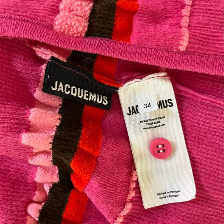 Jacquemus LA JUPE MAILLE CONCHA Midi Skirt in Pink.