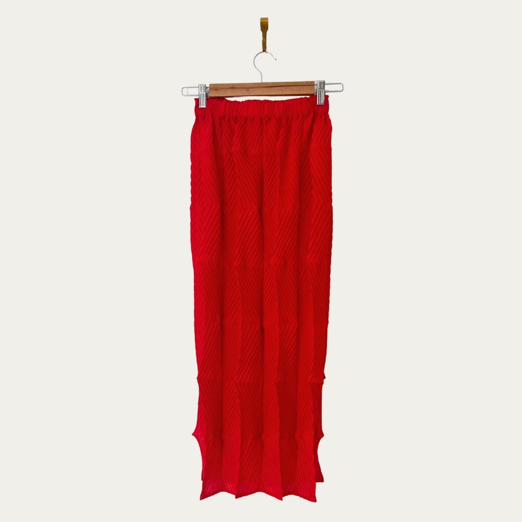 Alpha60 Pleated Midi Skirt in Red.