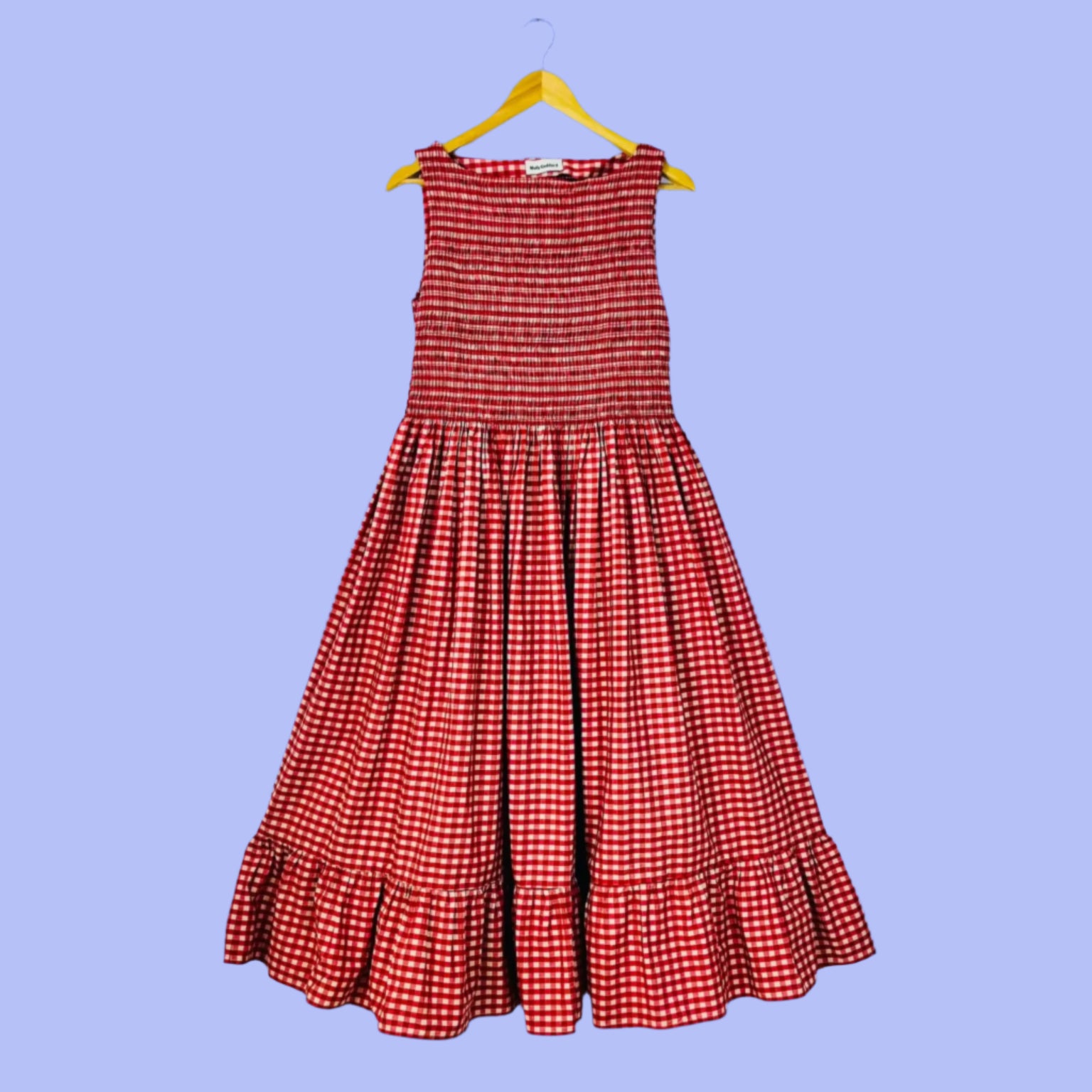 Molly Goddard CLEMENCY Ruffle Shir Gingham Midi Dress.