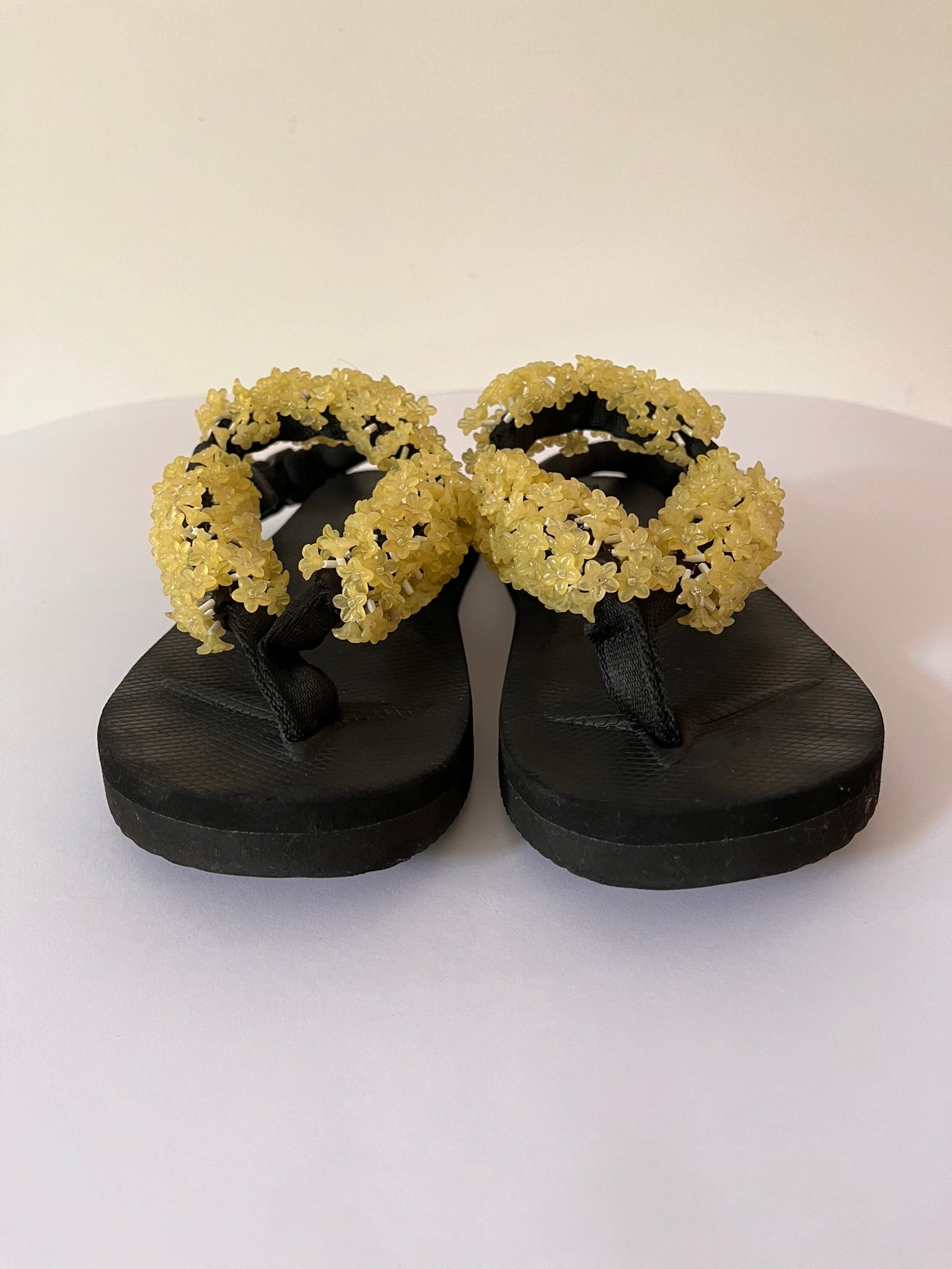 Cecile Behansen x Suicoke KAT Sandals in Black/Yellow.