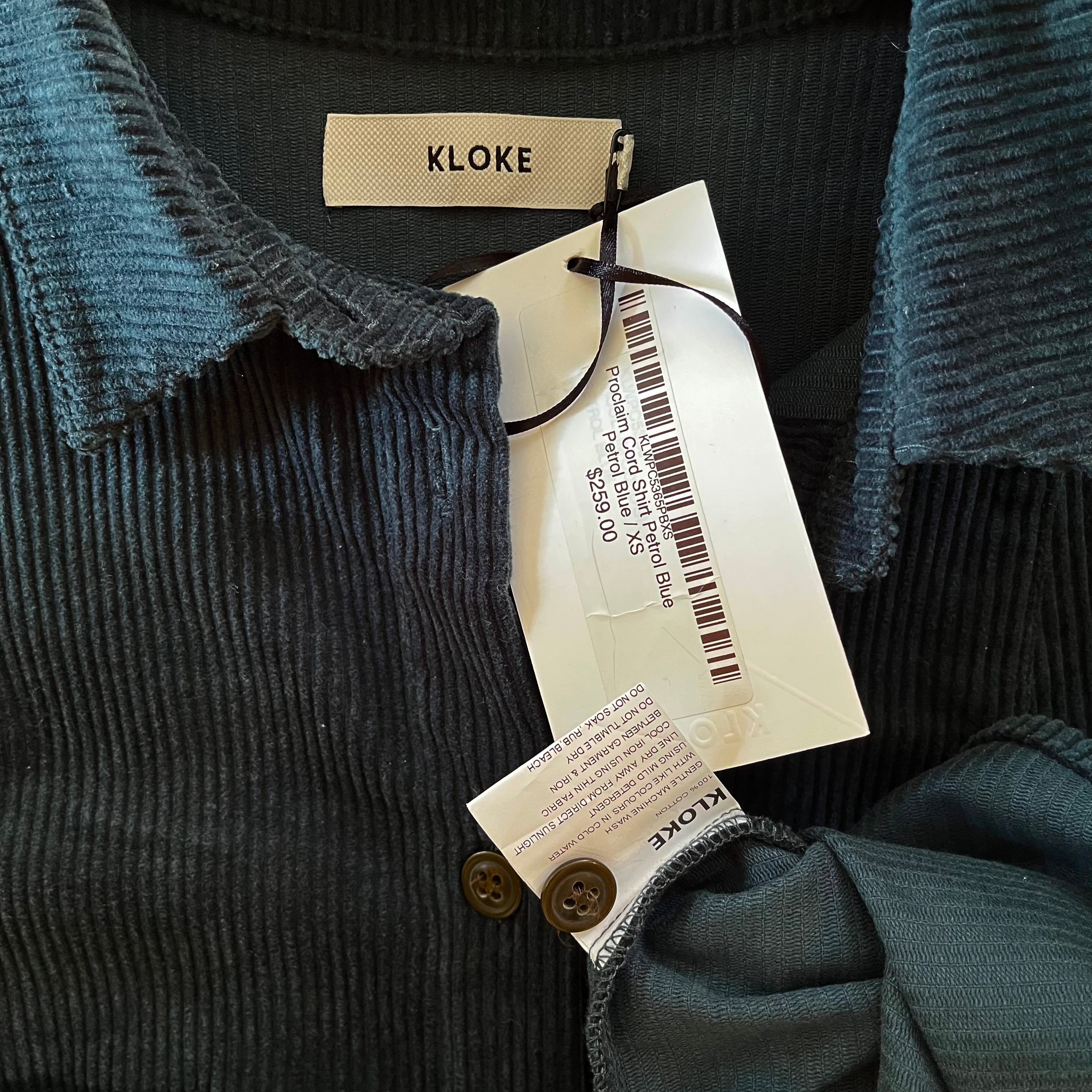 Kloke BNWT PROCLAIM Cord Shirt Size XS.