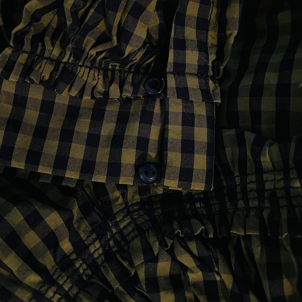 Proenza Schouler Checked Gathered Blouse Size 2/S.