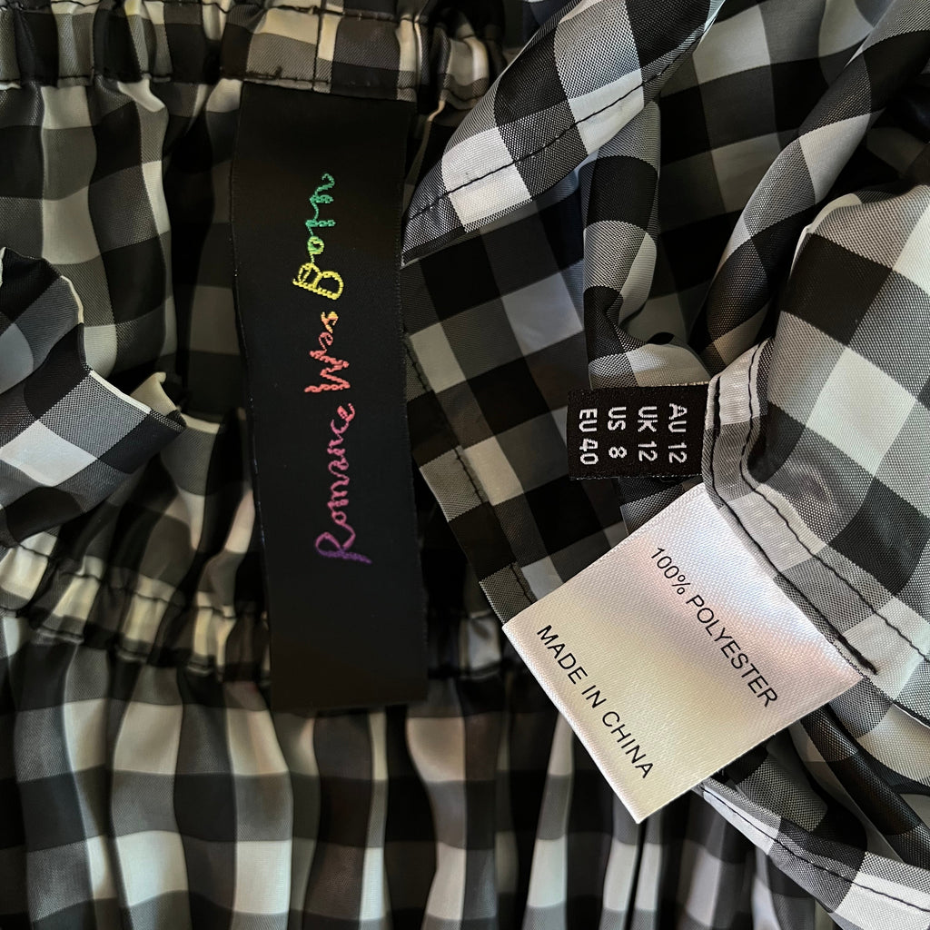 Romance Was Born Gathered Gingham Blouse Size AU12.