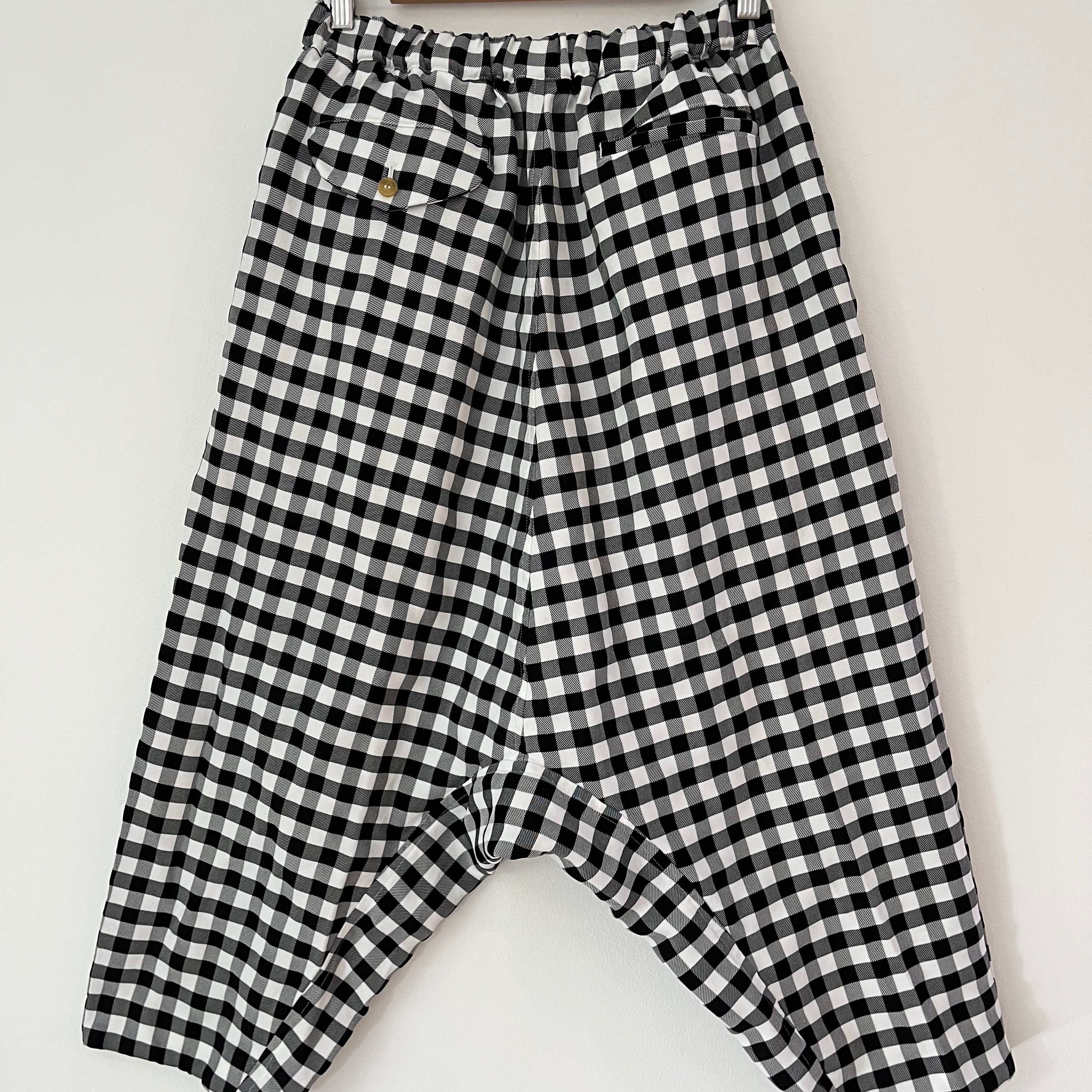 BLACK By Comme Des Garçons Cropped Gingham Trousers.